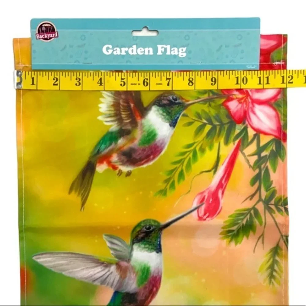 Garden Yard Flag Hummingbirds Garden Welcome Floral Multicolor 12 X 18 in